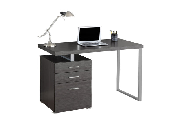 Desks Modern Desk - 23'.75" x 47'.25" x 30" Grey, Silver, Particle Board, Hollow-Core, Metal, - Computer Desk HomeRoots