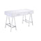 Desks Rectangular Two Drawers Wooden Desk with Saw horse Metal Legs, Silver and White Benzara