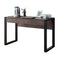 Desks Rectangular Wooden Desk with Electric Outlet and Sled Leg Support, Black and Brown Benzara