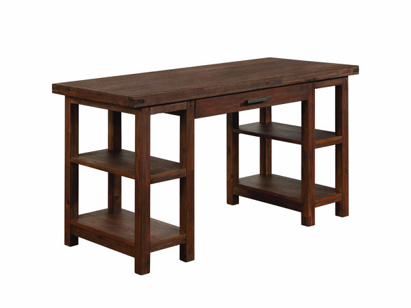 Transitional Style Wooden Writing Desk with Open Leg Storage, Brown