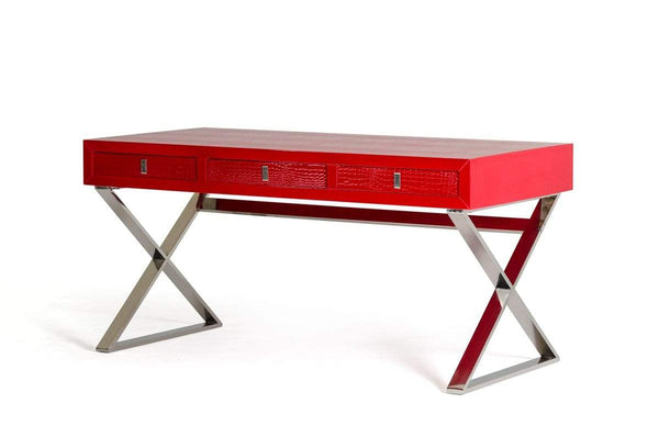 Desks Vanity Desk - 21" Red Crocodile MDF and Steel Desk HomeRoots
