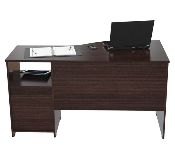 Desks Vanity Desk - 29.5" Espresso Melamine and Engineered Wood Curved Top Desk HomeRoots