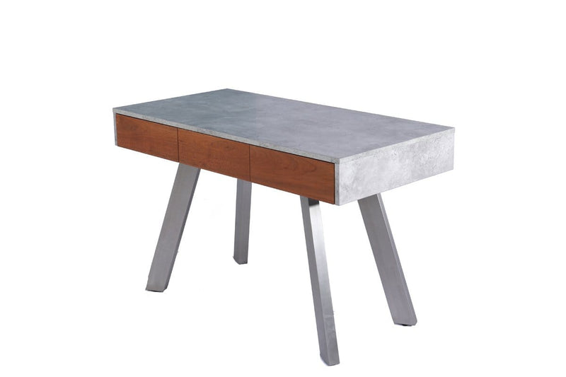 Desks Vanity Desk - 30" Walnut Veneer, Metal, and Concrete Desk HomeRoots