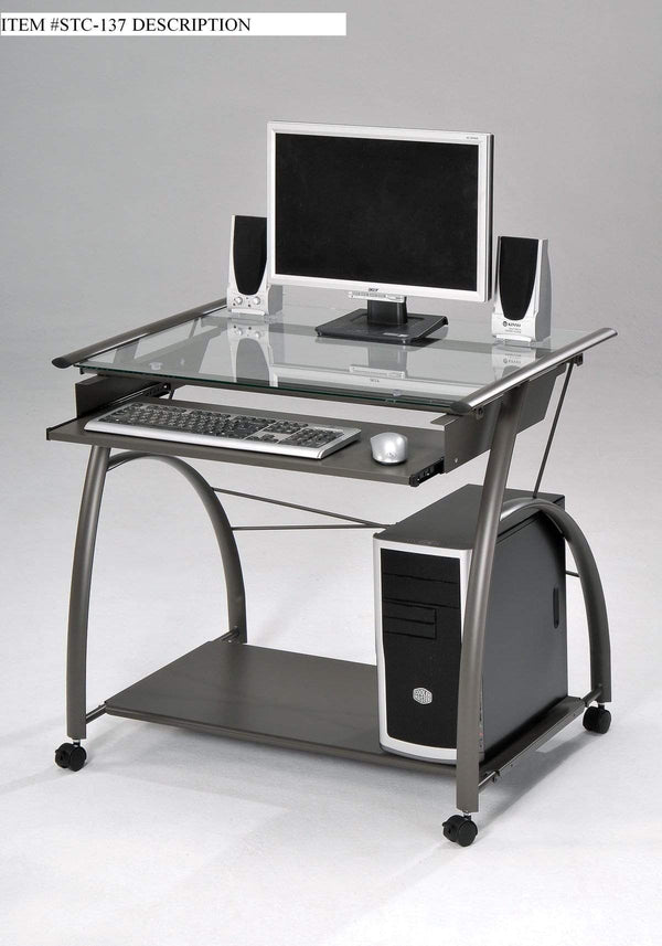 Desks Vanity Desk - 32" X 24" X 30" Pewter Metal Tube Computer Desk HomeRoots