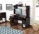 Desks Vanity Desk - 53.4" Espresso Melamine and Engineered Wood Computer Desk with Hutch HomeRoots