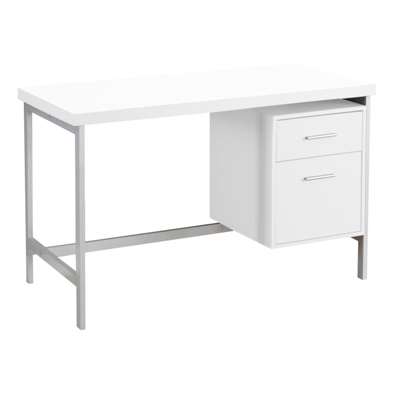 Desks White Desk - 23'.75" x 47'.25" x 30'.75" White, Silver, Particle Board, Hollow-Core, Metal - Computer Desk HomeRoots