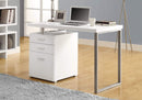 Desks White Desk - 23'.75" x 47'.25" x 30" White, Silver, Particle Board, Hollow-Core, Metal, - Computer Desk HomeRoots