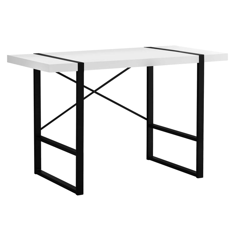 Desks White Desk - 23'.75" x 49" x 30" White, Black, Particle Board, Hollow-Core, Metal - Computer Desk HomeRoots