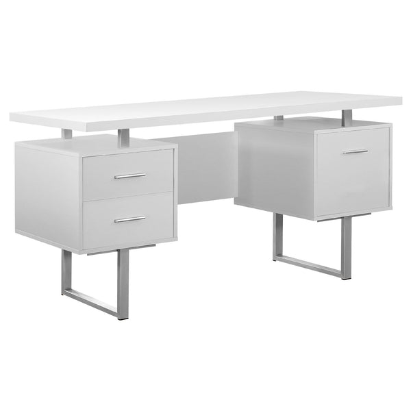 Desks White Desk - 23'.75" x 60" x 30'.25" White, Silver, Particle Board, Hollow-Core, Metal - Computer Desk With A Hollow Core HomeRoots