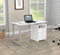 Desks White Desk - 29.5" Modern White Melamine and Engineered Wood Writing Desk HomeRoots