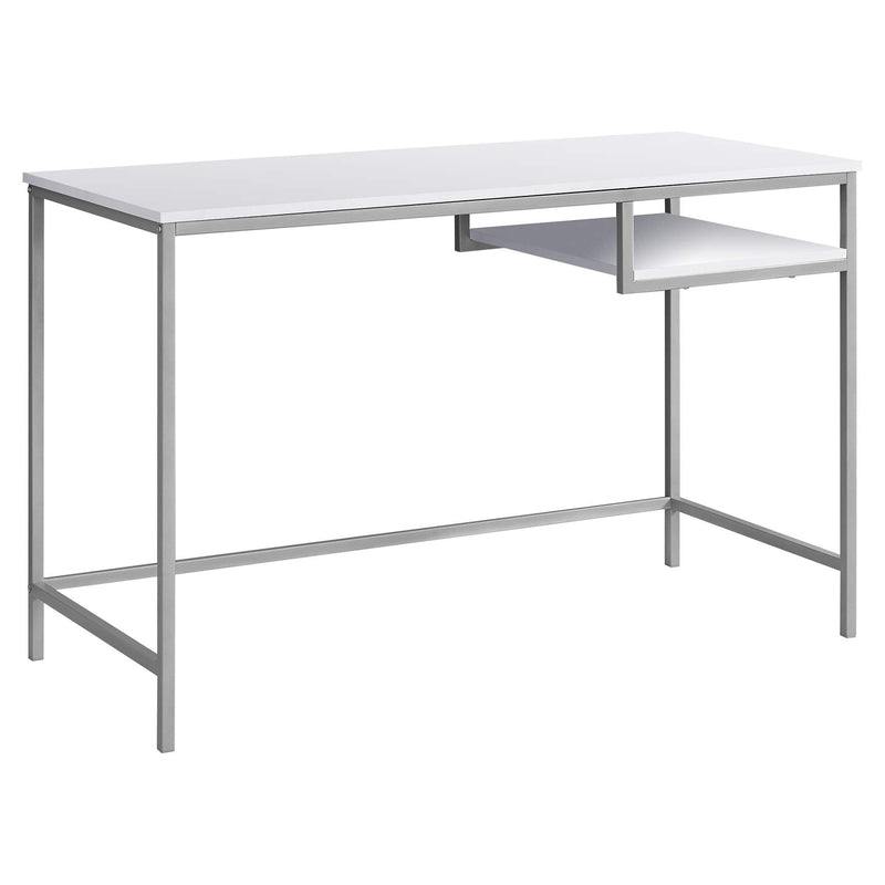 Desks White Desk - 30" White MDF and White Metal Computer Desk HomeRoots