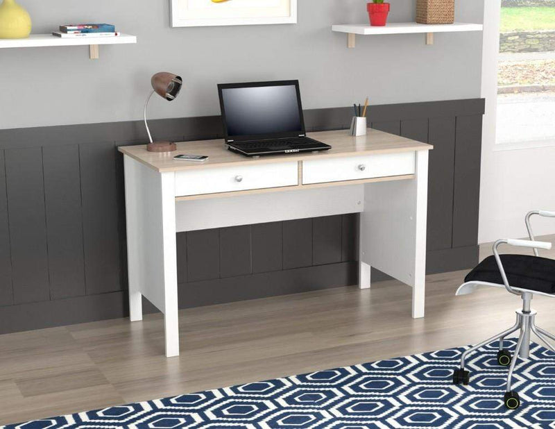 Desks White Desk - 30" White Solid Composite Wood Writing Desk HomeRoots