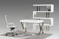 Desks White Desk - 30" White Veneer and Steel Office Desk HomeRoots