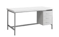 Desks White Desk - 30" x 60" x 31" White, Silver, Particle Board, Hollow-Core, Metal - Computer Desk With A Hollow Core HomeRoots