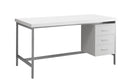 Desks White Desk - 30" x 60" x 31" White, Silver, Particle Board, Hollow-Core, Metal - Computer Desk With A Hollow Core HomeRoots