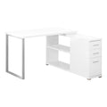 Desks White Desk - 47'.25" x 47'.25" x 29'.5" White, Silver, Particle Board, Hollow-Core, Metal - Computer Desk With A Hollow Core HomeRoots