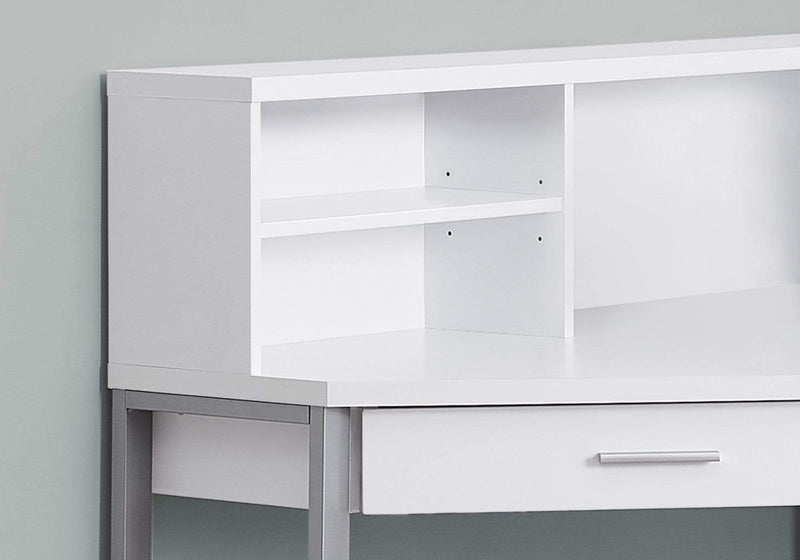 Desks White Desk - 47'.5" x 47'.5" x 42" White, Silver, Particle Board, Hollow-Core, Metal - Computer Desk HomeRoots