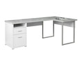 Desks White Desk - 47" x 78" x 30" White, Grey, Silver, Particle Board, Hollow-Core, Metal - Computer Desk HomeRoots