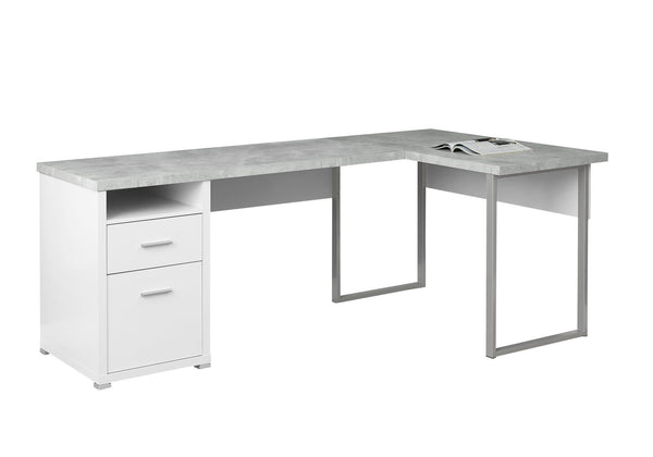 Desks White Desk - 47" x 78" x 30" White, Grey, Silver, Particle Board, Hollow-Core, Metal - Computer Desk HomeRoots