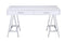 Desks White Desk - 54" X 22" X 31" White And Chrome Glossy Polyester Desk HomeRoots