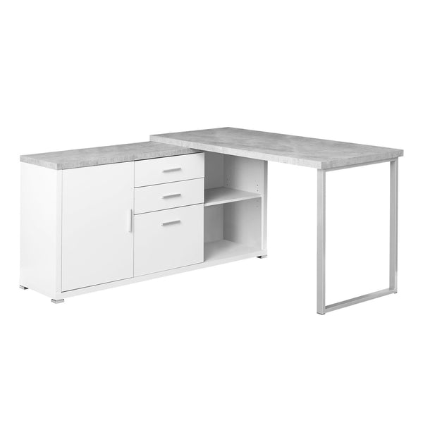 Desks White Desk - 57" x 57" x 29'.75" White, Grey, Silver, Particle Board, Hollow-Core, Metal - Computer Desk HomeRoots
