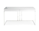 Desks White Desk - Desk In High Gloss White Lacquer With Stainless Steel Base HomeRoots