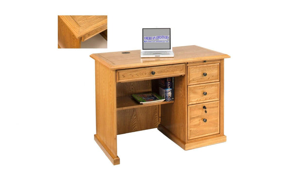 Desks Wooden Desk - 42" X 24" X 30" Harvest Oak Hardwood Desk HomeRoots