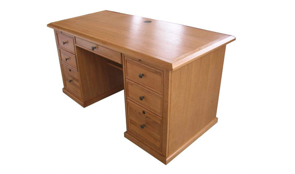 Desks Wooden Desk - 60" X 28.5" X 30" Harvest Oak Hardwood Desk HomeRoots