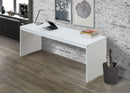 Wooden Rectangular Desk with Sled Base and Caster Wheels, White