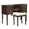 Wooden Vanity Desk With Stool, Oak Brown