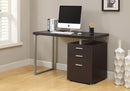 Desks Writing Desk - 23'.75" x 47'.25" x 30" Cappuccino, Silver, Particle Board, Hollow-Core, Metal, - Computer Desk HomeRoots