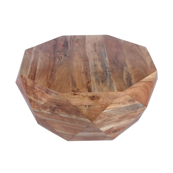 Diamond Shape Acacia Wood Coffee Table With Smooth Top, Natural Brown-Coffee Tables-Brown-Acacia-JadeMoghul Inc.