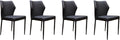 Diamond Tufted Leatherette Dining Chair with Metal Legs, Black, Set of Four-Dining Chairs-Black-Faux Leather and Metal-JadeMoghul Inc.