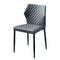 Diamond Tufted Leatherette Dining Chair with Metal Legs, Gray, Set of Four-Dining Chairs-Gray and Black-Faux Leather and Metal-JadeMoghul Inc.