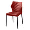 Diamond Tufted Leatherette Dining Chair with Metal Legs, Red, Set of Four-Dining Chairs-Red and Black-Faux Leather and Metal-JadeMoghul Inc.