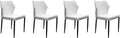 Diamond Tufted Leatherette Dining Chair with Metal Legs, White, Set of Four-Dining Chairs-White and Black-Faux Leather and Metal-JadeMoghul Inc.