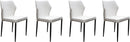 Diamond Tufted Leatherette Dining Chair with Metal Legs, White, Set of Four-Dining Chairs-White and Black-Faux Leather and Metal-JadeMoghul Inc.