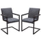 Diamond Tufted Leatherette Dining Chairs with Metal Cantilever Base, Gray and Black, Pack of Two-Dining Chairs-Gray and Black-Faux Leather and Metal-JadeMoghul Inc.