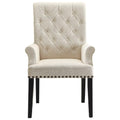 Diamond Tufted Upholstered Dining Chair, Cream & Smokey Black-Dining Chairs-Cream & Black-Wood & Fabric-JadeMoghul Inc.