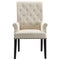 Diamond Tufted Upholstered Dining Chair, Cream & Smokey Black-Dining Chairs-Cream & Black-Wood & Fabric-JadeMoghul Inc.