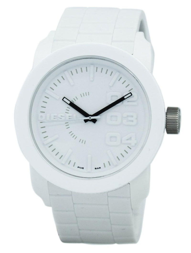 Diesel Double Down White Dial Rubber Strap DZ1436 Men's Watch-Branded Watches-JadeMoghul Inc.