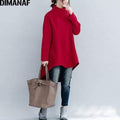 DIMANAF Plus Size Women Pullover Winter Warm Hoodies Sweatshirts Cotton Knitted Thicken Top Female Turtleneck Loose Clothes 2019 JadeMoghul Inc. 