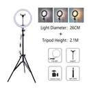Dimmable LED Selfie Ring Light with Tripod USB Selfie Light Ring Lamp Big Photography Ringlight 26cm with Stand for Phone Studio AExp
