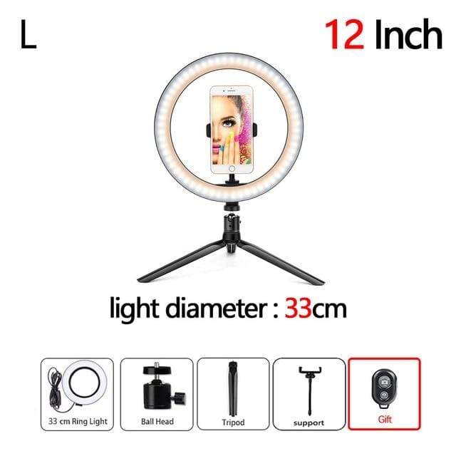 Dimmable LED Selfie Ring Light With Tripod USB Selfie Light Ring Lamp Big Photography Ringlight With Stand For Tiktok Youtube AExp