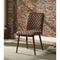 Dimond Patterned Faux Leather Upholstered Metal Side Chair, Set of Two, Brown-Accent Chairs-Brown-Faux Leather and Metal-JadeMoghul Inc.