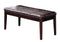 Wooden Bench With Tufted Leatherette Seat, Dark Walnut & Espresso Brown
