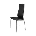 Dining Chair With Metal Frame, Set Of 2,Black And Chrome-Dining Chairs-Black And Chrome-Faux Leather Metal-JadeMoghul Inc.