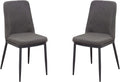 Dining Chairs Polyester Upholstered Metal Dining Side Chairs with Curved Back, Gray, Pack of Two Benzara