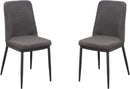 Dining Chairs Polyester Upholstered Metal Dining Side Chairs with Curved Back, Gray, Pack of Two Benzara