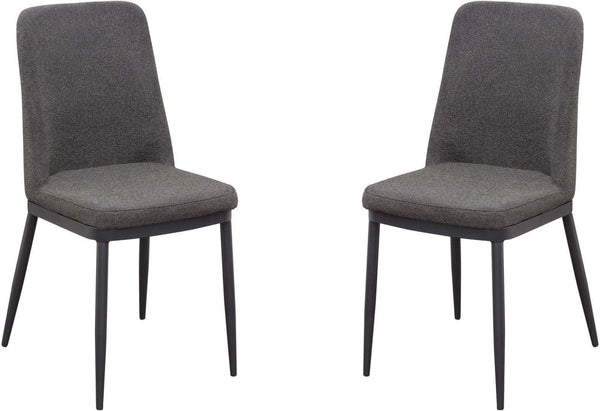 Dining Chairs Polyester Upholstered Metal Dining Side Chairs with Curved Back, Gray, Pack of Two Benzara